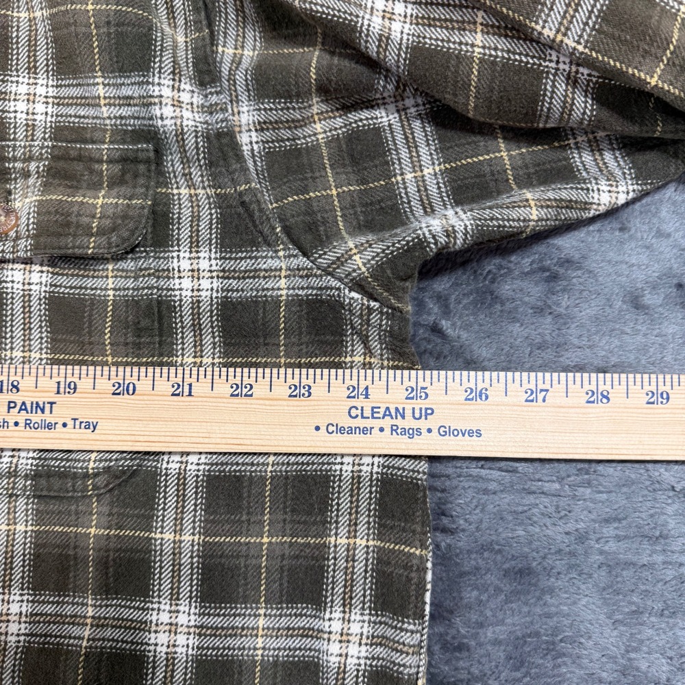 Field & Stream Flannel Shirt Mens XL Olive Green Plaid Long Sleeve Button Up - Picture 2 of 7